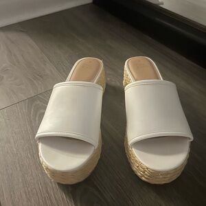 White Platform Slide Sandals